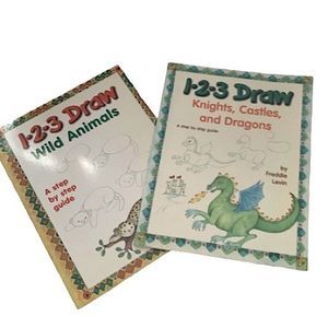 1-2-3 Draw Drawing Books (Dinosaurs & Animals)